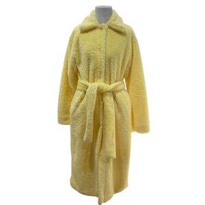 Molly Green Trench Jacket Womens S Larissa Furry Long Belted Yellow Sherpa Lined